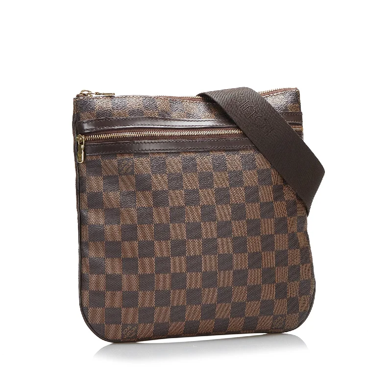 Louis Vuitton bags with a snap - button closure and a decorative charm for styleLouis Vuitton Pochette Bosphore Damier Ebene Canvas