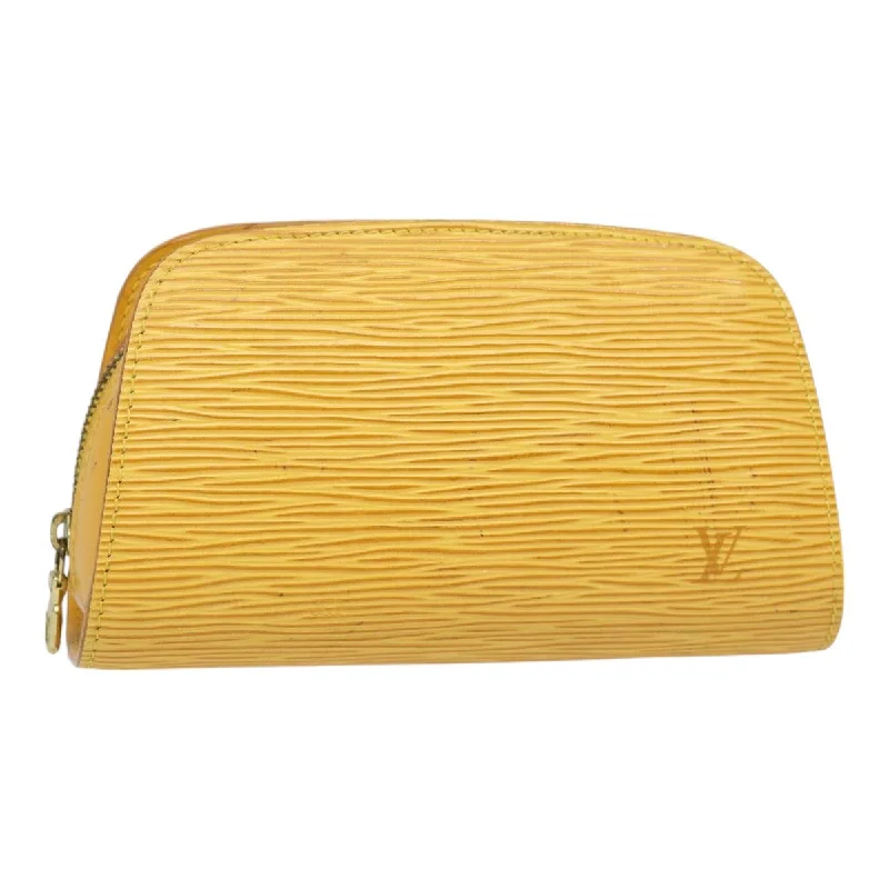 Ladies Louis Vuitton Capucines bags with a detachable shoulder strapLOUIS VUITTON Epi Dauphine PM Pouch Yellow M48449 LV Auth 88058