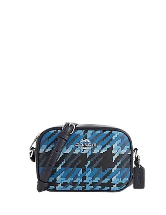 Coach tote bags with a snap - button closure and a decorative charm for styleCoach Mini Jamie Camera Bag With Plaid Print