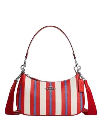 Coach tote bags with a double - handle and shoulder - strap option for easy useCoach Teri Shoulder Bag With Stripe Print