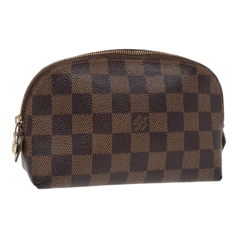 Louis Vuitton handbags with a patent - leather finish for a shiny lookLOUIS VUITTON Damier Ebene Pochette Cosmetic PM Pouch N47516 LV Auth 86814