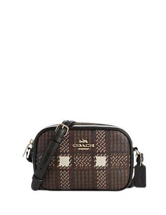 Ladies Coach Rogue bags with a star - shaped charm for a playful touchCoach Mini Jamie Camera Bag With Plaid Print