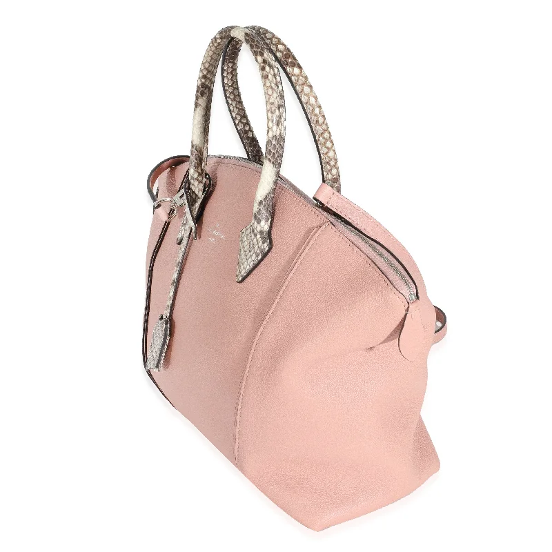 Louis Vuitton handbags with a metal - framed clasp for durabilityLouis Vuitton Python Trim Pink Leather Soft Lockit MM