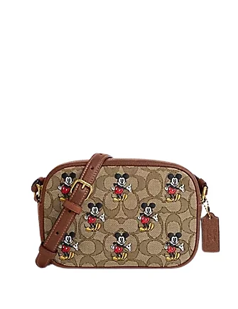 Coach handbags with a metal - framed clasp for durability and styleCoach Disney X Coach Mini Jamie Camera Bag In Signature Jacquard With Mickey Mouse Print