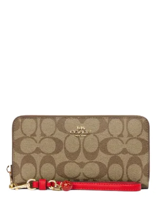 Coach bags with a back - zip pocket for storing valuables securelyCoach Long Zip Around Wallet In Signature Canvas With Strawberry