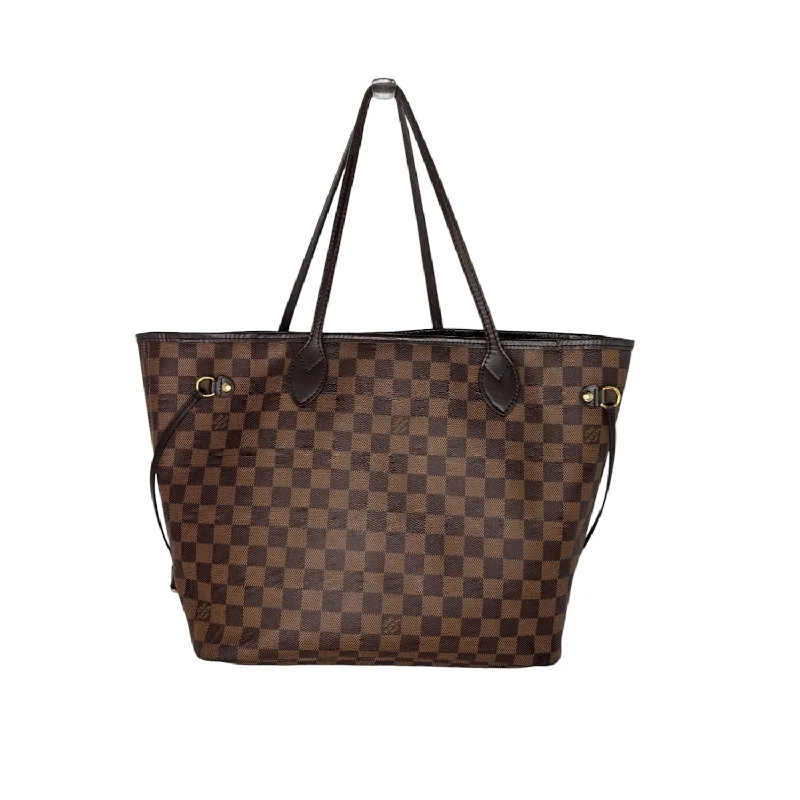 Louis Vuitton bags with a chain - link trim and a leather body for a modern edgeLouis Vuitton 2018 Neverfull Damier Ebene MM Tote & Pouchette