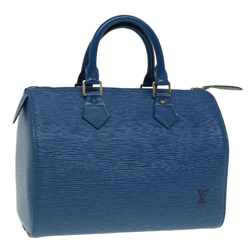 Ladies Louis Vuitton shoulder bags with a tassel decoration for charmLOUIS VUITTON Epi Speedy 25 Hand Bag Toledo Blue M43015 LV Auth 82060A