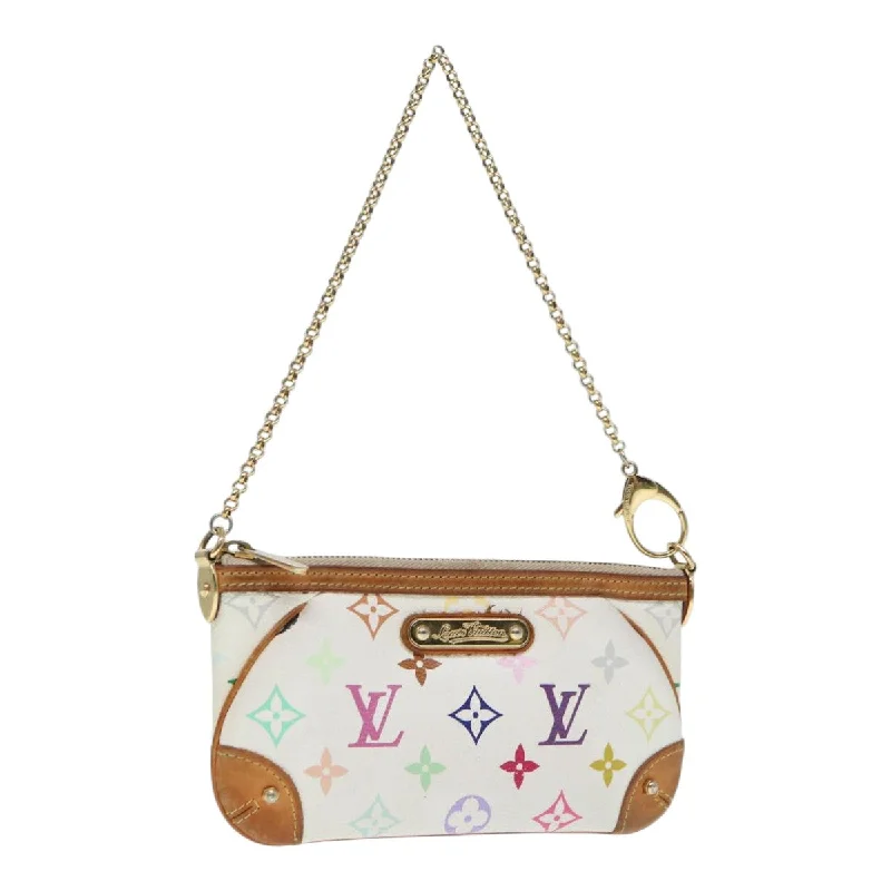 Louis Vuitton crossbody bags with a woven leather strap for textureLOUIS VUITTON Multicolor Pochette Mira MM Pouch White M60096 LV Auth 87357