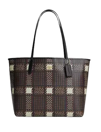 Coach backpacks with a padded laptop sleeve for travel and workCoach City Tote With Brushed Plaid Print