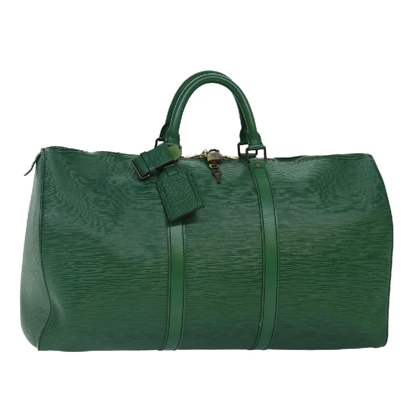 Louis Vuitton handbags with a metal - framed clasp for durabilityLOUIS VUITTON Epi Keepall 50 Boston Bag Green M42964 LV Auth 84093