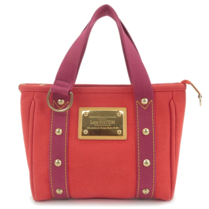 Ladies Louis Vuitton shoulder bags with a magnetic - closure flap for easeLouis Vuitton Antigua Cabas PM Hand Bag Rouge Red M40037