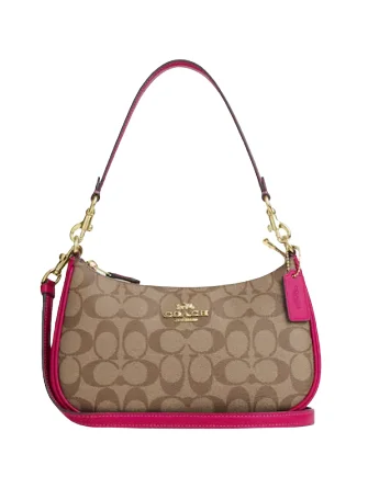 Coach Dempsey bags with a crystal - embellished C - logo for added luxuryCoach Teri Shoulder Bag In Signature Canvas