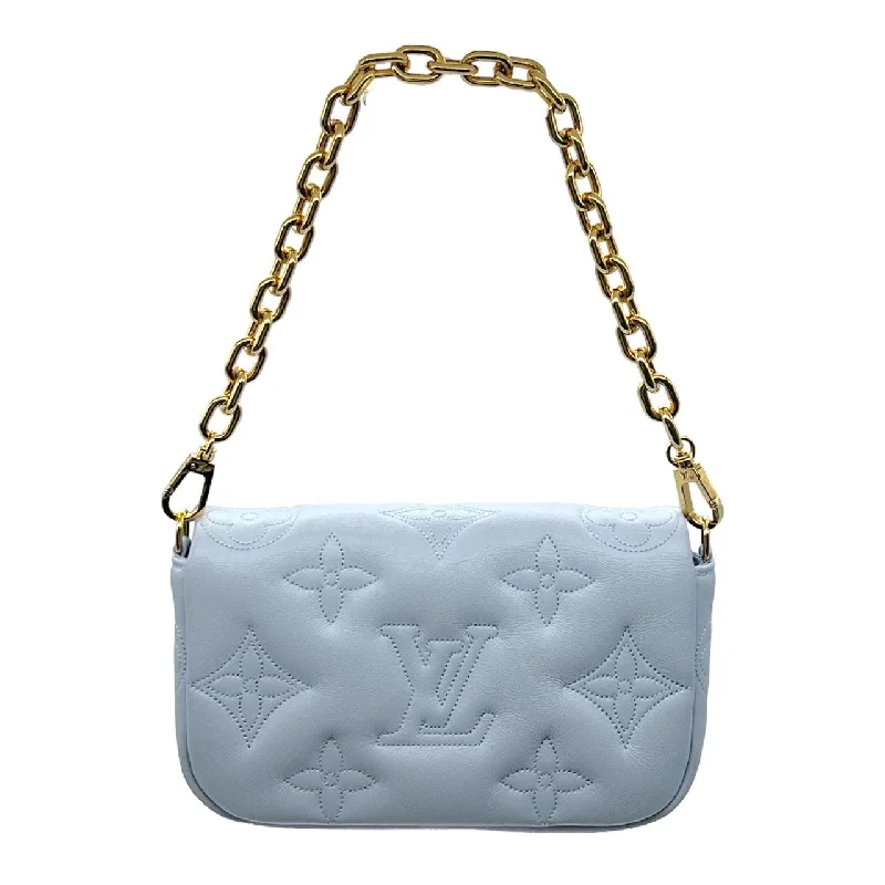 Louis Vuitton bags with a snap - button closure and a decorative charm for styleLouis Vuitton Blue Glacier Wallet on Strap Bubblegram