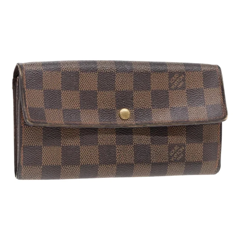 Louis Vuitton Twist bags with a contrast - colored interior for visual interestLOUIS VUITTON Damier Ebene Portefeuille Sarah Long Wallet N60491 LV Auth bs17002