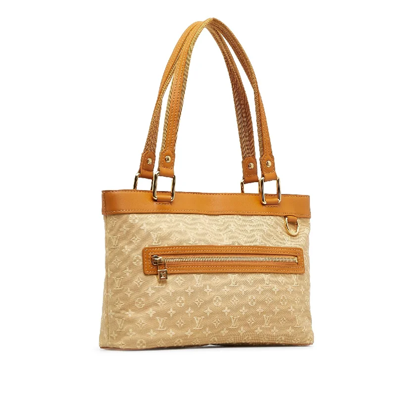 Louis Vuitton handbags with a patent - leather finish for a shiny lookLouis Vuitton Monogram Mini Lin Lucille PM (SHG-yLnfJk)