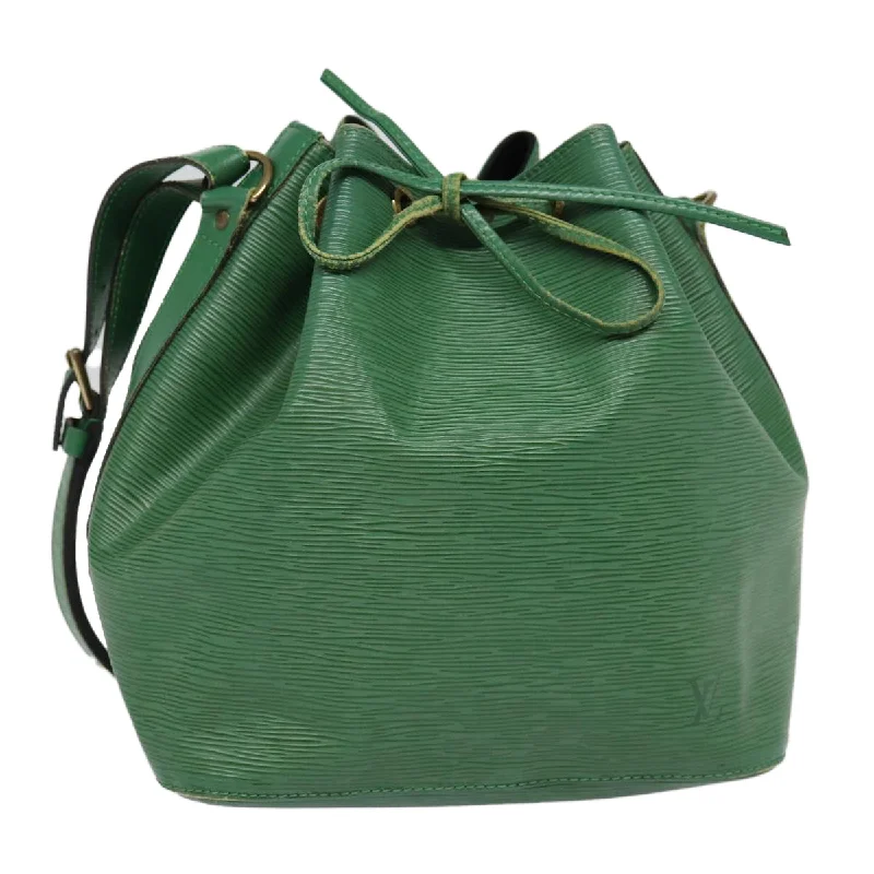 Louis Vuitton bags with a detachable mirror inside for on - the - go touch - upsLOUIS VUITTON Epi Petit Noe Shoulder Bag Green M44102 LV Auth 87508