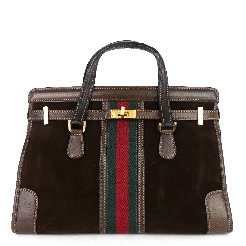 Women Gucci bags with a zippered interior pocketSuede Web Stripe Tote Bag