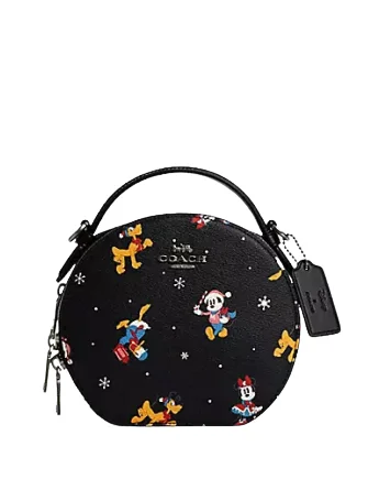 Ladies Coach crossbody bags with a wide - width strap for comfortCoach Disney X Coach Canteen Crossbody With Holiday Print