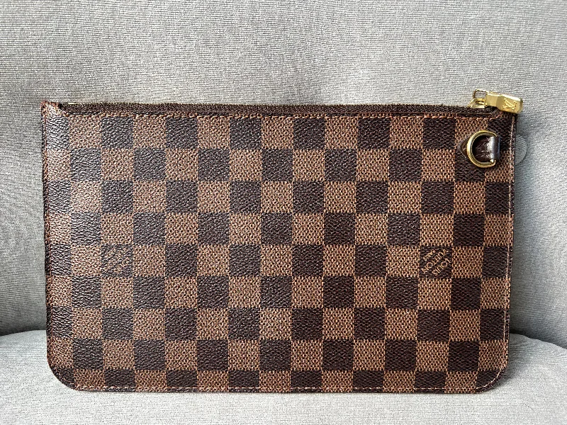 Louis Vuitton bags with a zippered interior pocket for better organizationLouis Vuitton Pouch (from Neverfull MM) in Damier Ebene