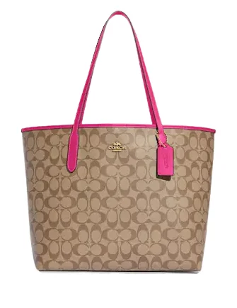 Ladies Coach shoulder bags with a magnetic - closure flap for easy accessCoach City Tote In Signature Canvas