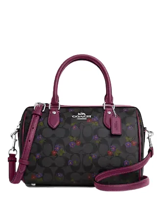 Coach crossbody bags with a detachable coin purse for added functionalityCoach Rowan Satchel In Signature Canvas With Country Floral Print