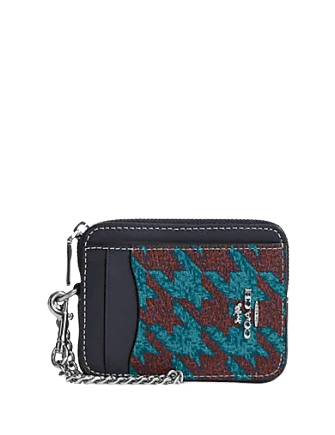 Coach Dempsey bags with a leather - wrapped drawstring for a luxurious feelCoach Zip Card Case With Houndstooth Print