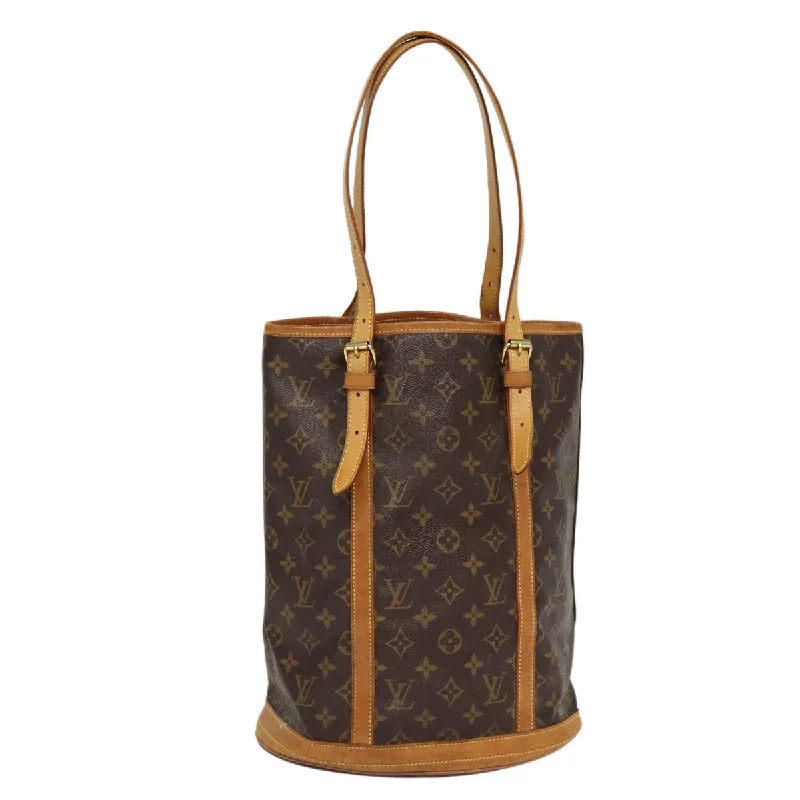 Ladies Louis Vuitton shoulder bags with a magnetic - closure flap for easeLOUIS VUITTON Monogram Bucket GM Shoulder Bag M42236 LV Auth bs16942