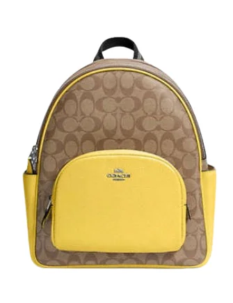 Ladies Coach shoulder bags with a magnetic - closure flap for easy accessCoach Court Backpack In Signature Canvas