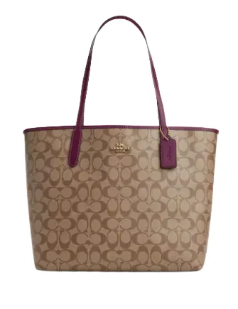 Coach tote bags with a spacious interior and multiple compartments for organizationCoach City Tote In Signature Canvas