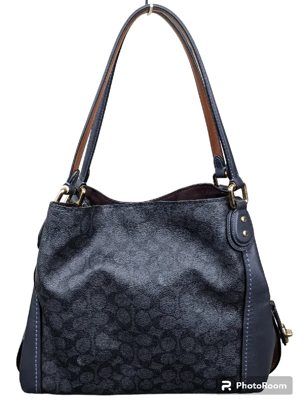 Coach bags with a chain - link trim and a leather body for a modern edgeHandbag Designer By Coach  Size: Medium