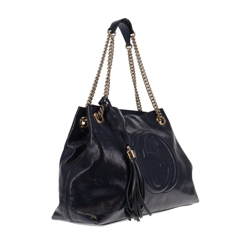 Ladies Gucci Dionysus bags with a chain - link shoulder strapGucci Soho Chain Tote Navy