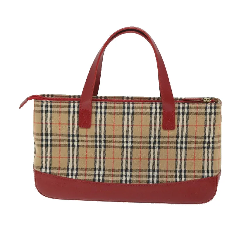 Elegant Burberry Clutch Bags for Formal EventsBURBERRY Nova Check Hand Bag Nylon Canvas Beige Red  am5133