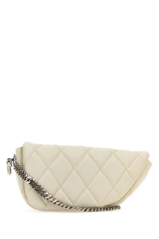 Dark - Hued Burberry Bags for a Sophisticated LookBurberry Women White Leather Shield Lock Shoulder Bag