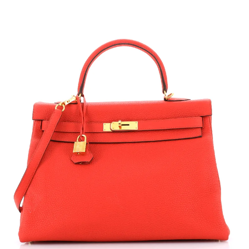 Art - Inspired Celine Bags for Art LoversKelly Handbag Rouge Tomate Clemence with Gold Hardware 35