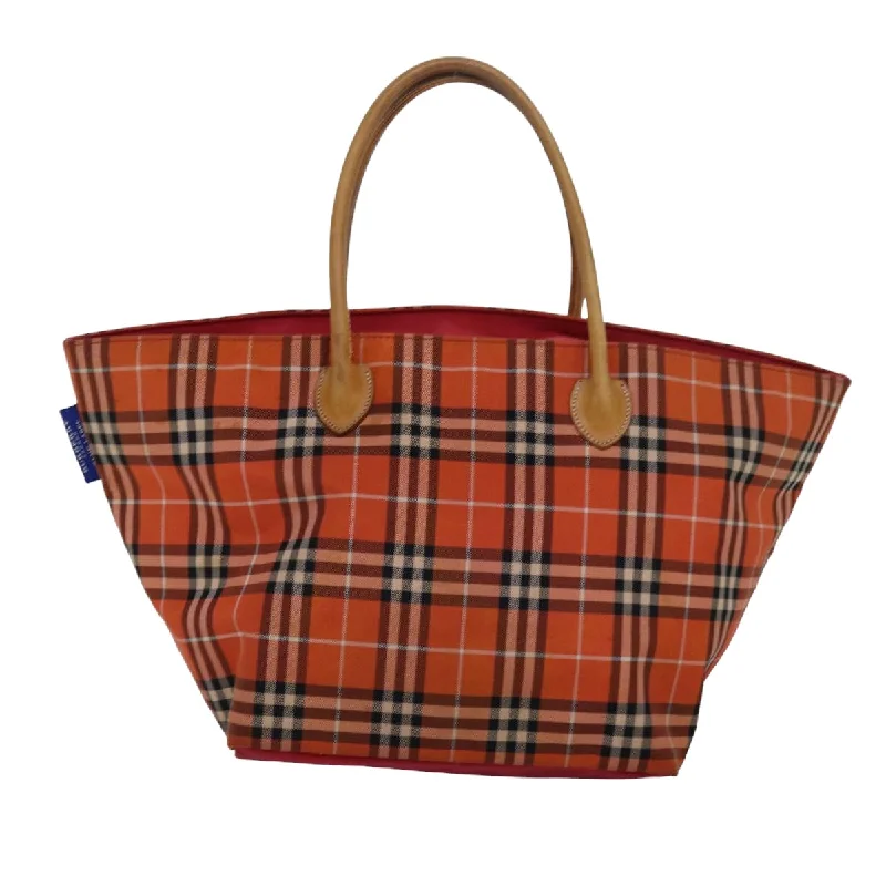 Customizable Burberry Bags with Personalized CharmsBURBERRY Nova Check Blue Label Tote Bag Nylon Leather Orange Brown  ti1814