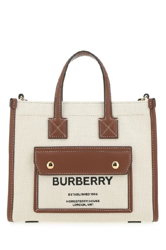 Burberry Bags with Adjustable Shoulder Straps for ComfortBurberry Women Two-Tone Canvas And Leather Mini Freya Handbag