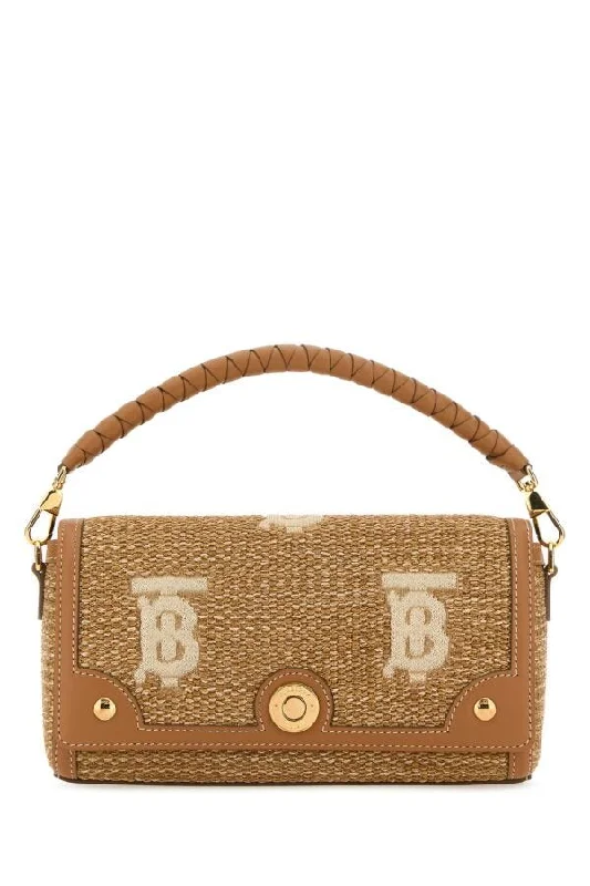 Sparkly Burberry Bags with Rhinestone EmbellishmentsBurberry Women Camel Raffia Handbag