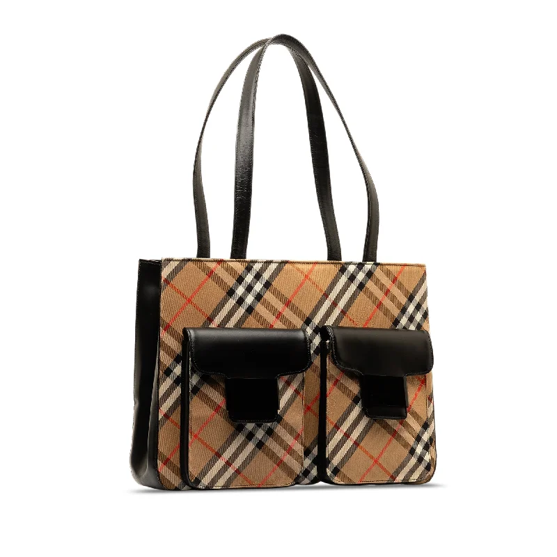 Burberry Bags with Magnetic Closures for Quick AccessBURBERRY Nova Check Double Pocket Tote Tote Bag