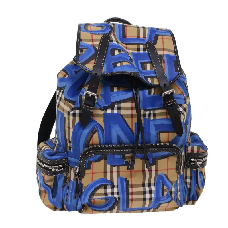 Affordable Replica - Looking Burberry BagsBURBERRY Nova Check Graffiti Backpack Canvas Leather Beige Blue Auth 49119A