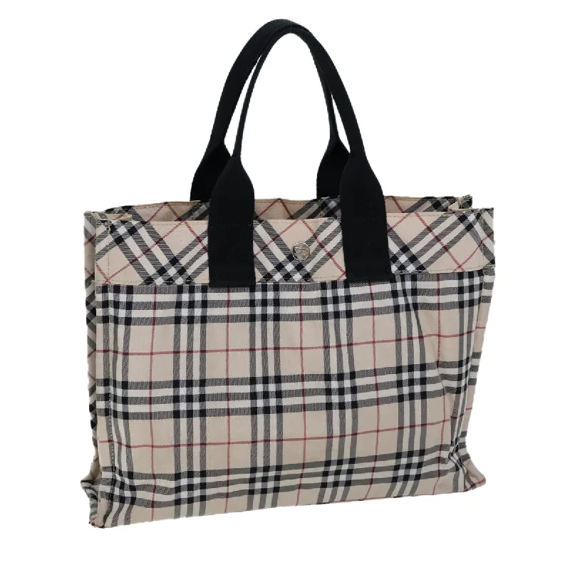 Stylish Burberry Tote Bags for Office UseBURBERRY Nova Check Blue Label Hand Bag Nylon Beige Black Auth kk223