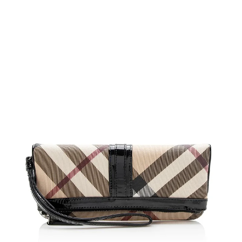 Metallic Finish Burberry Bags for a Glam LookBurberry Nova Check Foldover Clutch (SHF-13128)