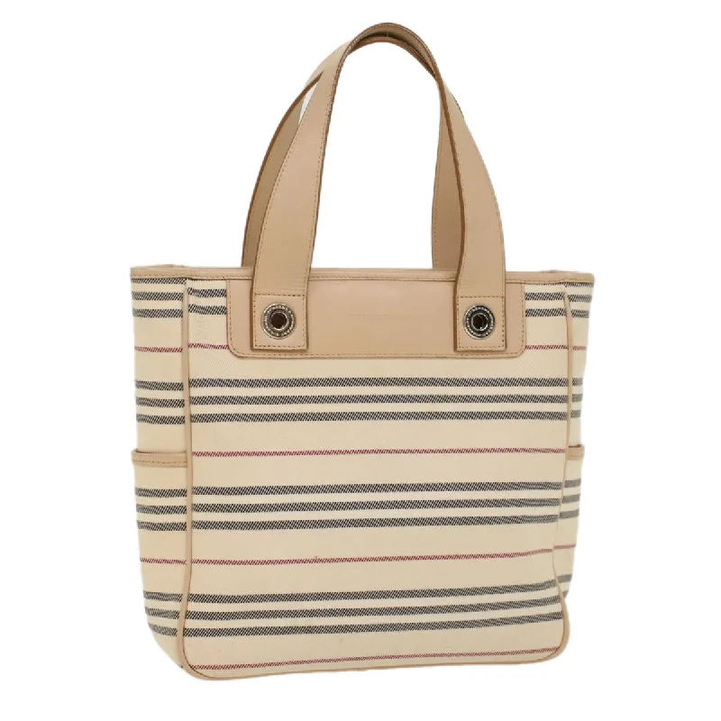 Foldable Burberry Shopping Bags for ConvenienceBURBERRY Nova Check Hand Bag Canvas Beige Auth ep1680