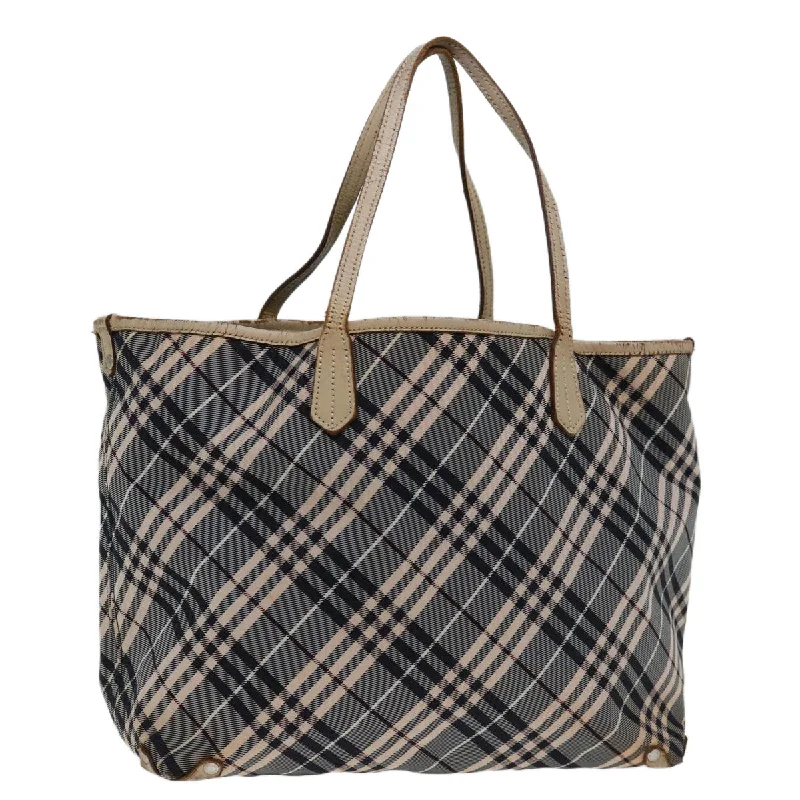 Stylish Burberry Tote Bags for Office UseBURBERRY Nova Check Blue Label Tote Bag Canvas Gray Beige Auth bs12784