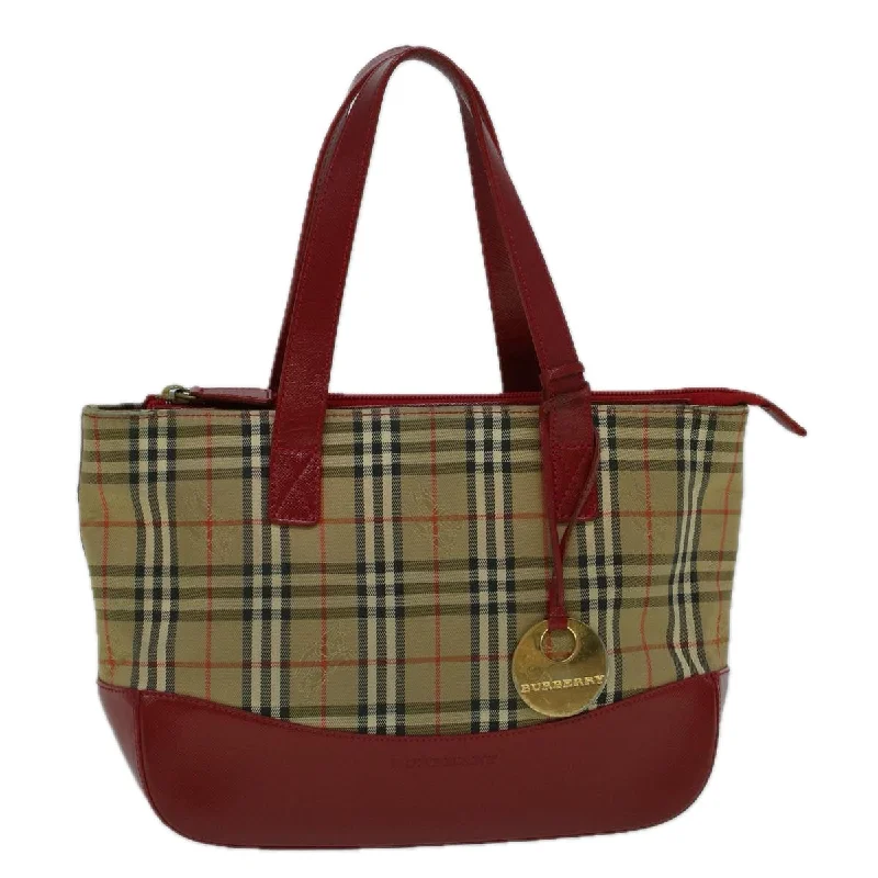 Compact and Portable Burberry Waist BagsBURBERRY Nova Check Hand Bag Canvas Beige Red Auth 60179