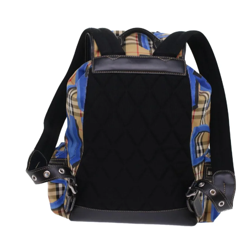 Embroidered Burberry Bags with Floral PatternsBURBERRY Nova Check Graffiti Backpack Canvas Leather Beige Blue  49119A