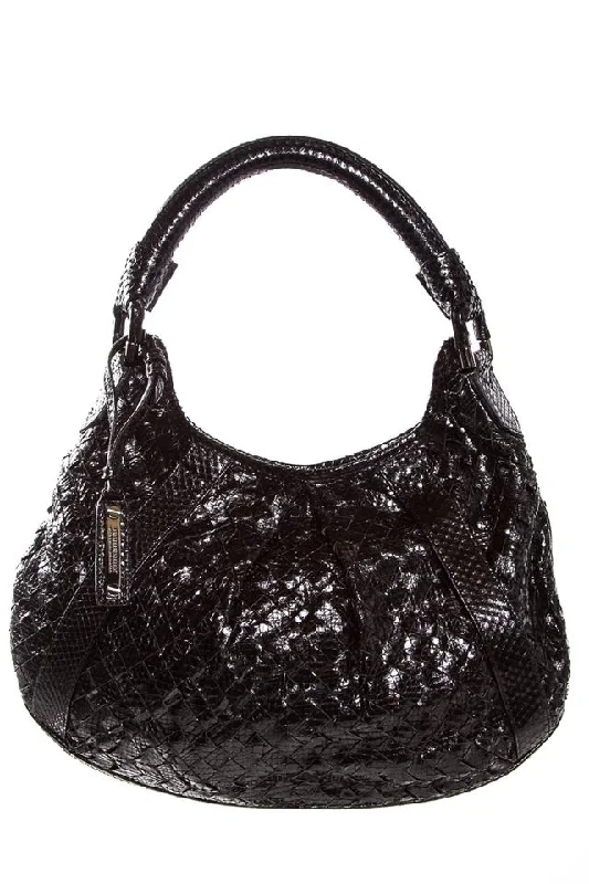 Stylish Burberry Tote Bags for Office UseBurberry Woven Top Zip Closure Snake Black Snakeskin Leather Hobo Bag