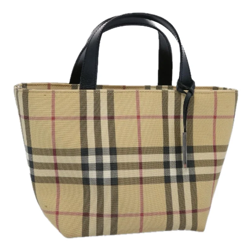 Sustainable Burberry Bags Made from Recycled MaterialsBURBERRY Nova Check Hand Bag Coated Canvas Beige Auth bs10942