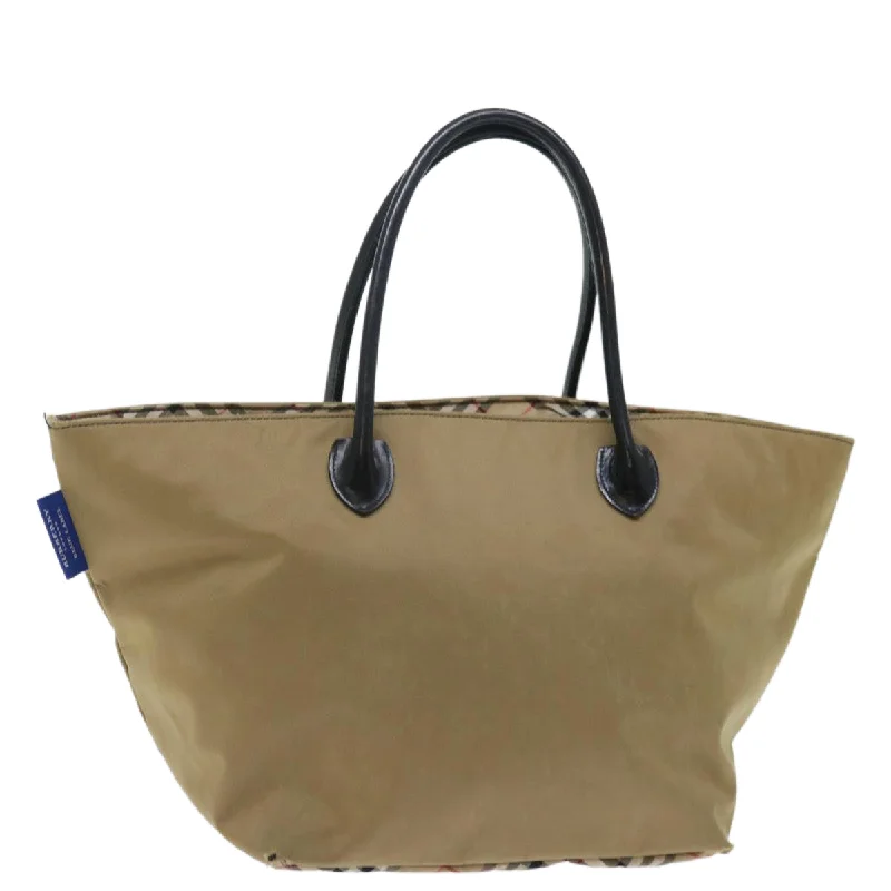 Sustainable Burberry Bags Made from Recycled MaterialsBURBERRY Nova Check Blue Label Tote Bag Nylon Beige Auth bs13607