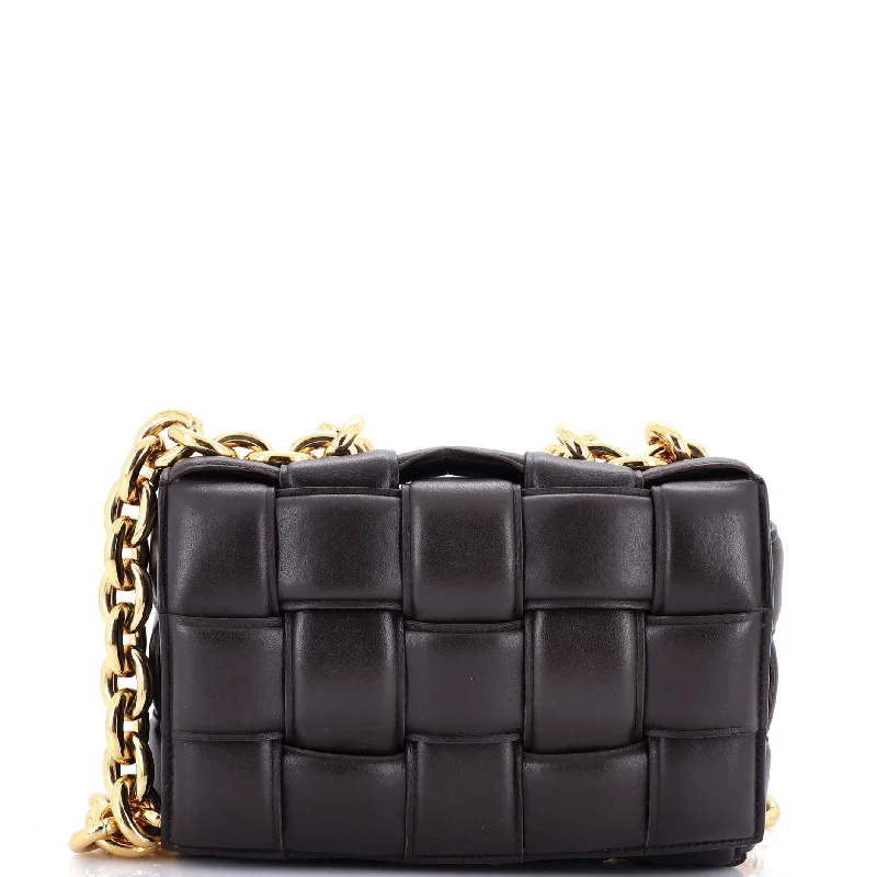 Embellished Celine Bags with Studs and CrystalsCassette Chain Crossbody Bag Padded Maxi Intrecciato Leather