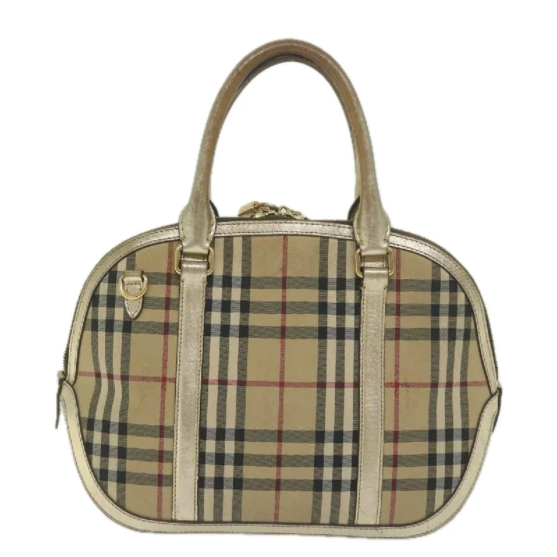 Water - Resistant Burberry Beach BagsBURBERRY Nova Check Hand Bag Nylon Canvas Beige  61344